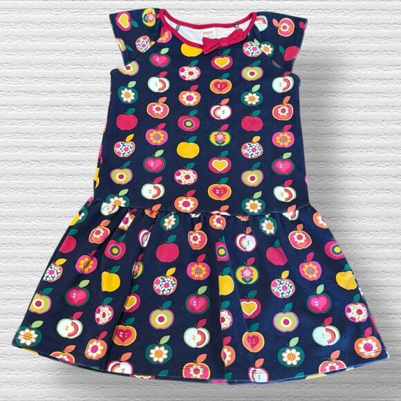 Gymboree Girls Apple Ponte Peplum Dress - Apple Orchard - Blue Size 6 School - Picture 1 of 4